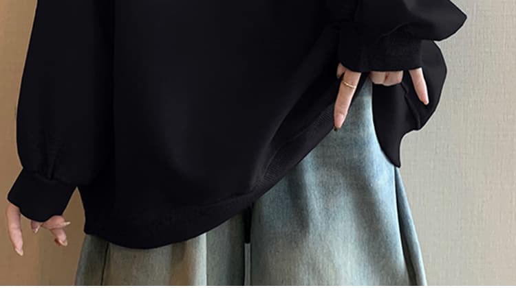 지금 새로운 임산부 패션 디자인 센스 홀로우 아웃 오프숄더 긴팔 슬림해 보이는 Chic 비스듬한 어깨 루즈핏 외국 가스 맨위 상세 이미지 23