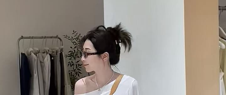 지금 새로운 가을 코디 캐주얼 패션 비스듬한 어깨 의류 화이트 와이드 레그 팬츠 세트 상세 이미지 22