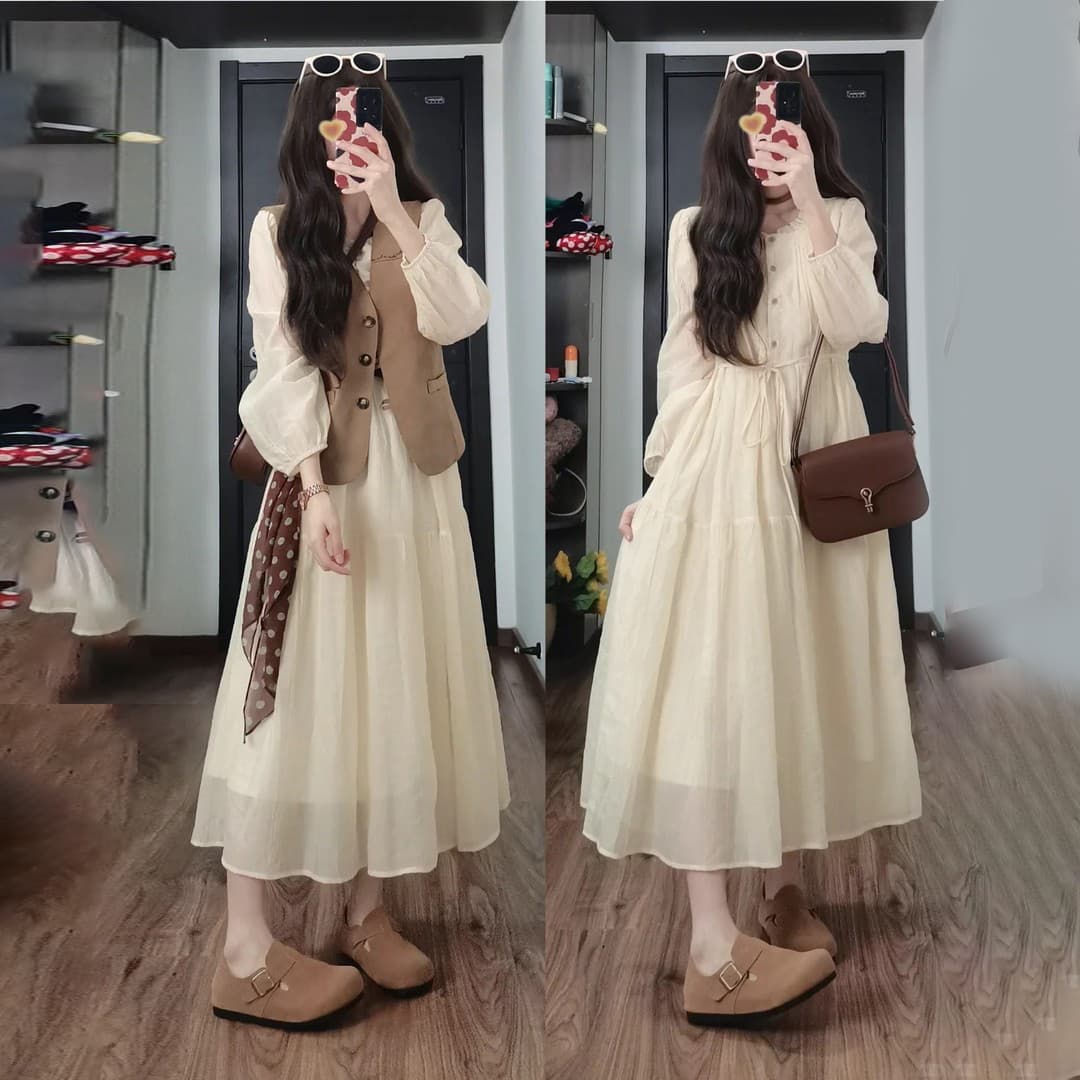 지금 봄 가을 코디 전체 집합 새로운 베스트 재킷 드레스 한 부서 나가라. 여행 착용 가져 가라. 투피스 세트 이미지 3