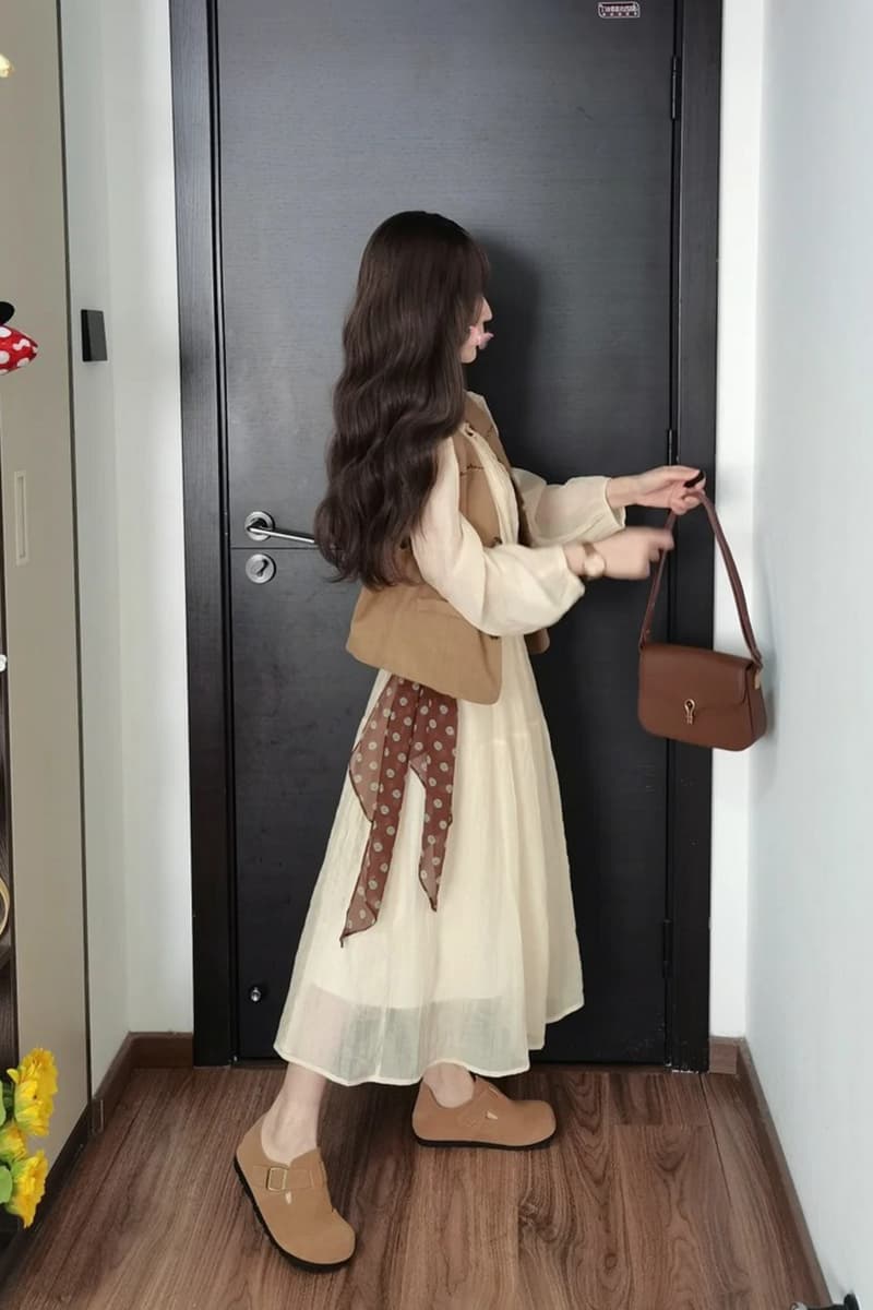지금 봄 가을 코디 전체 집합 새로운 베스트 재킷 드레스 한 부서 나가라. 여행 착용 가져 가라. 투피스 세트 이미지 4