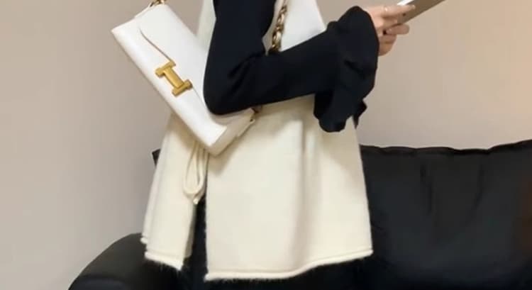 지금 가을 겨울 전체 집합 착용 가져 가라. 레트로 검정색 프릴 나팔 소매 니트 긴 소매 베스트 슬림해 보이는 세트 상세 이미지 33