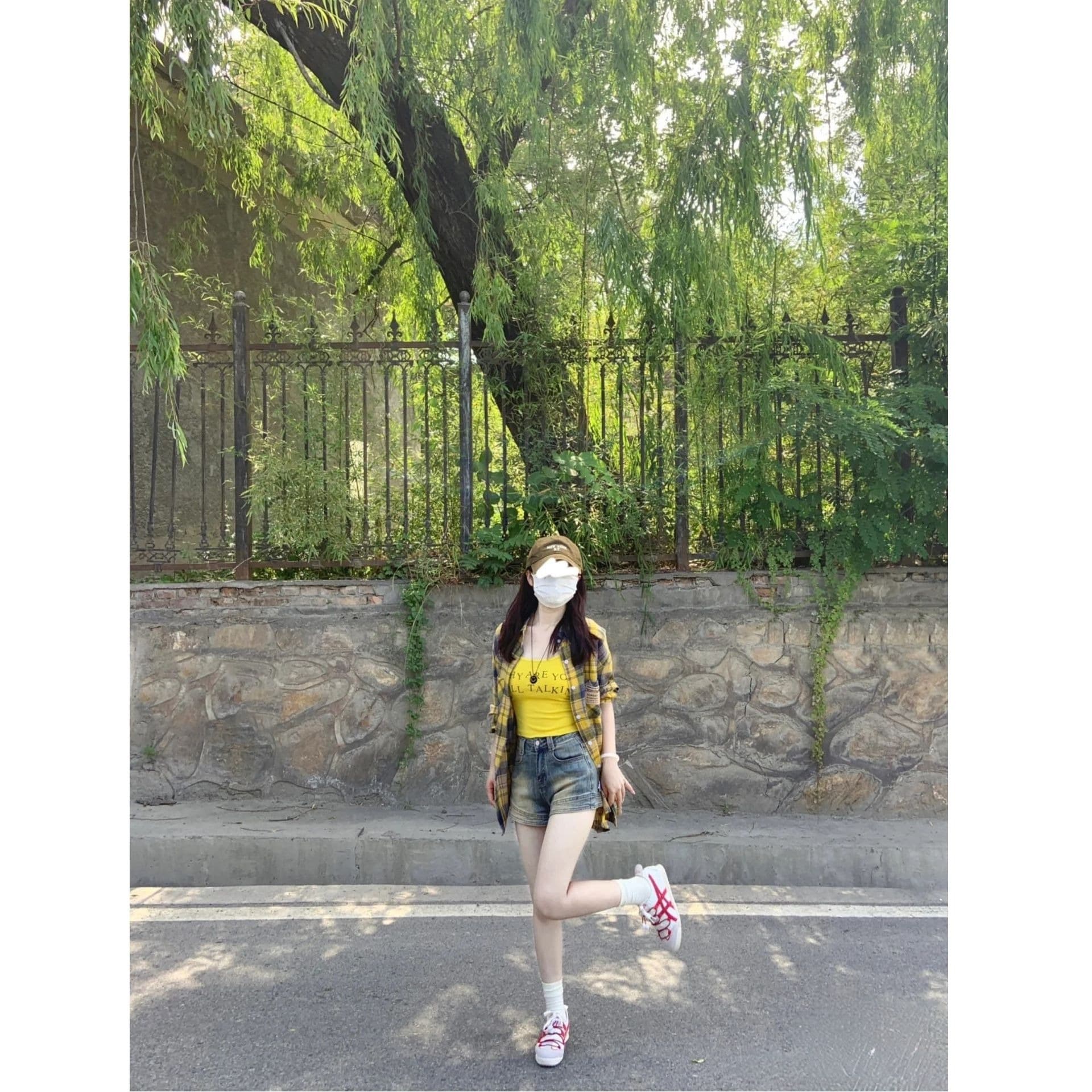원본 원단 도파민 순면 황색 검정색 체크무늬 여성 셔츠 루즈핏 느긋한 바람 셔츠 태양 보호 셔츠 외출용 이미지 5