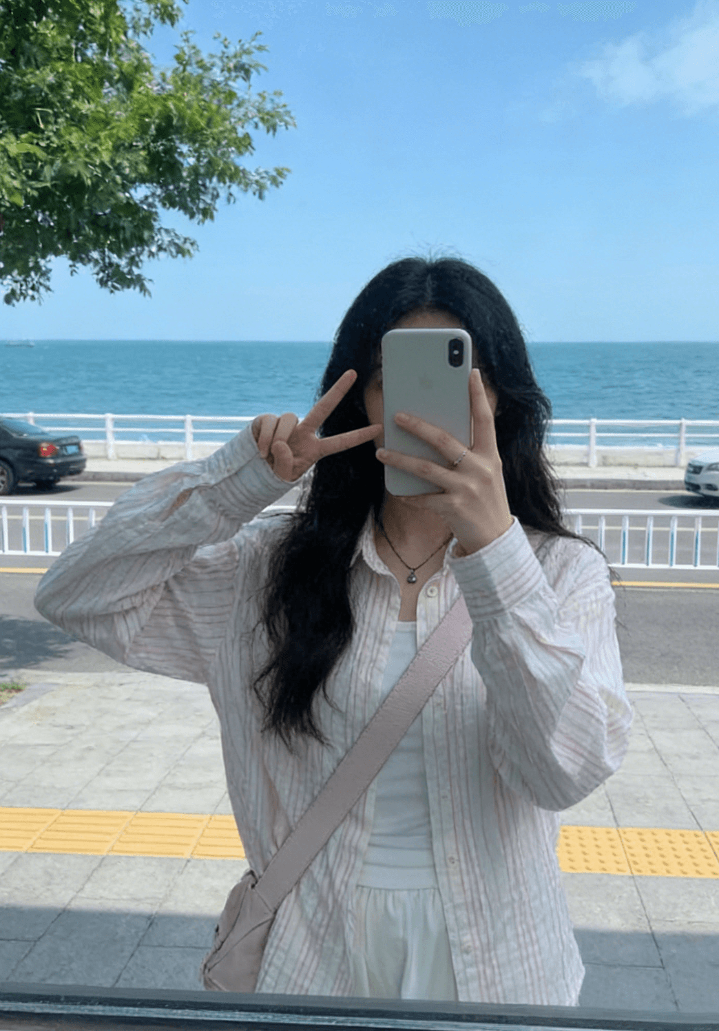원본 원단 2026 여름 자외선 차단 순면 여성 셔츠 스트라이프 작은 청신 루즈핏 다용도 외부 맨위 상세 이미지 3