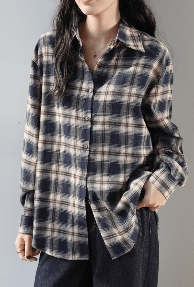 연삭 털 해군 체크무늬 한 부서 재킷 긴팔 셔츠 새로운 레트로 셔츠 느긋한 루즈핏 맨위 캐주얼