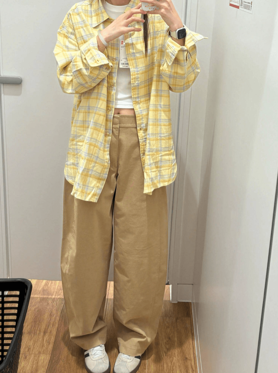 원본 원단 아메리칸 체크무늬 여성 셔츠 재킷 봄 루즈핏 긴팔 폴로 칼라 황색 외부 가져 가라. 셔츠 맨위 상세 이미지 8