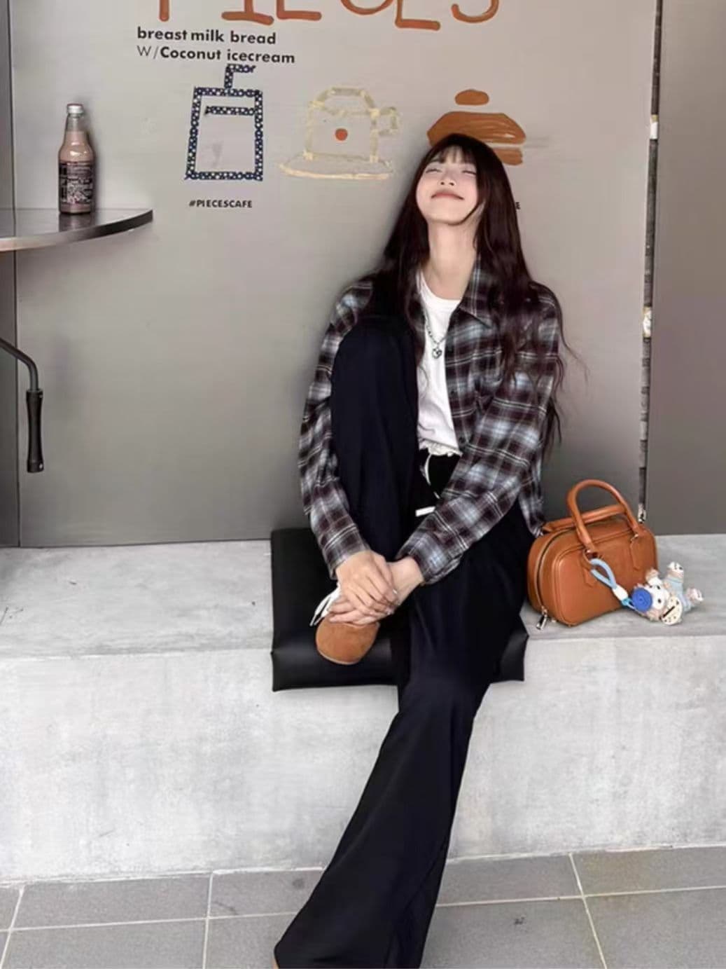 일본식 레트로 체크무늬 긴팔 여성 셔츠 봄 여름 루즈핏 느긋한 바람 디자인 센스 캐주얼 셔츠 재킷 상세 이미지 8