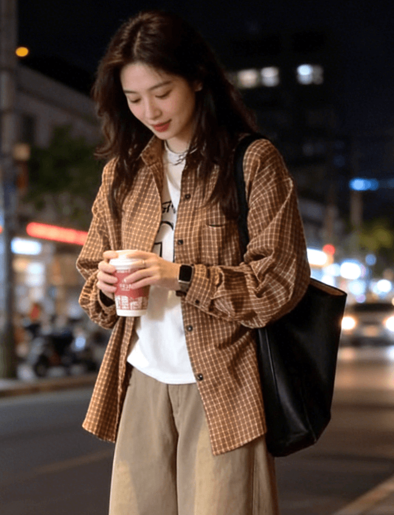 여성 셔츠 문예 센스 루즈핏 폴로 칼라 셔츠 재킷 2026 봄 가을 한국 스타일 맨위 이미지 3