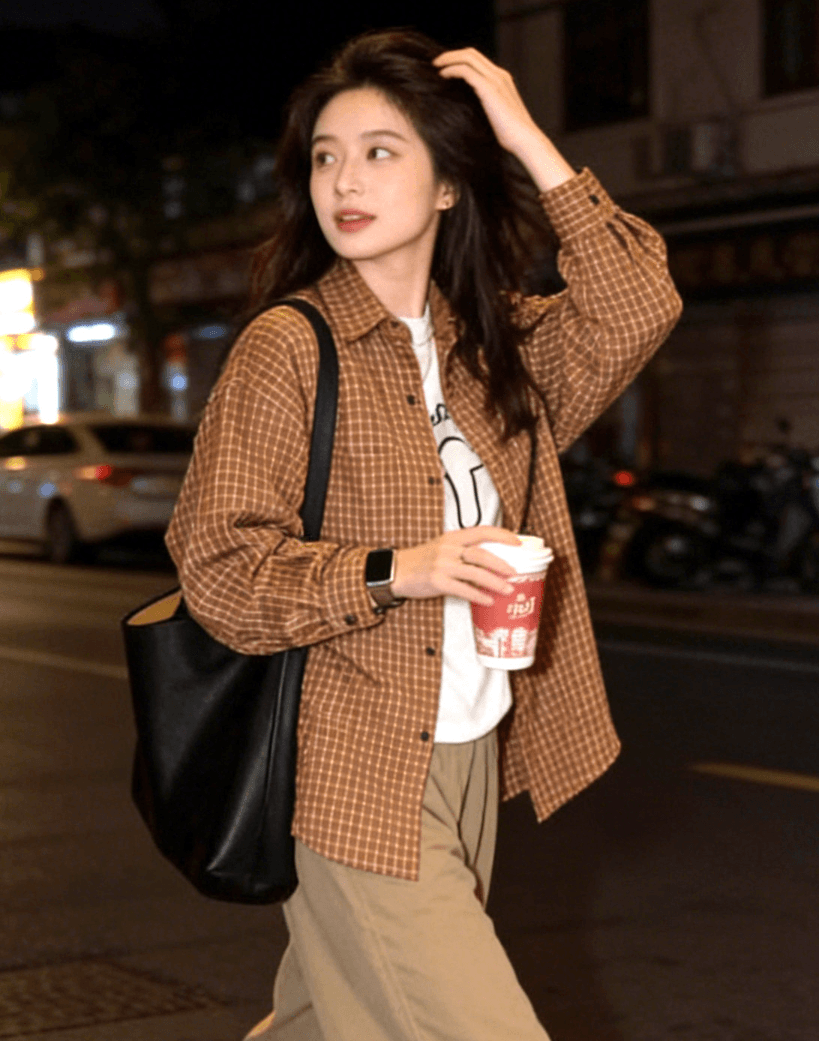 여성 셔츠 문예 센스 루즈핏 폴로 칼라 셔츠 재킷 2026 봄 가을 한국 스타일 맨위 상세 이미지 8