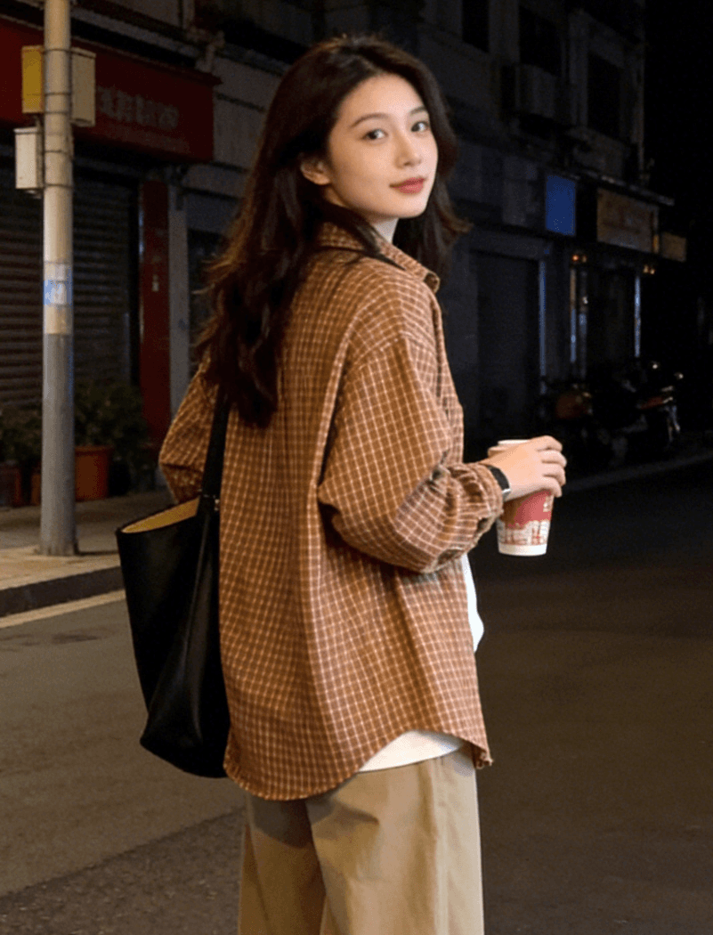 여성 셔츠 문예 센스 루즈핏 폴로 칼라 셔츠 재킷 2026 봄 가을 한국 스타일 맨위 상세 이미지 12