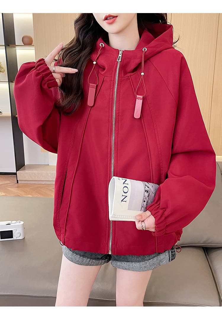 단색 후드 요금 외투 소녀 봄 가을 2026 새로운 중학교 학생 루즈핏 운동 워크웨어 재킷 상세 이미지 16