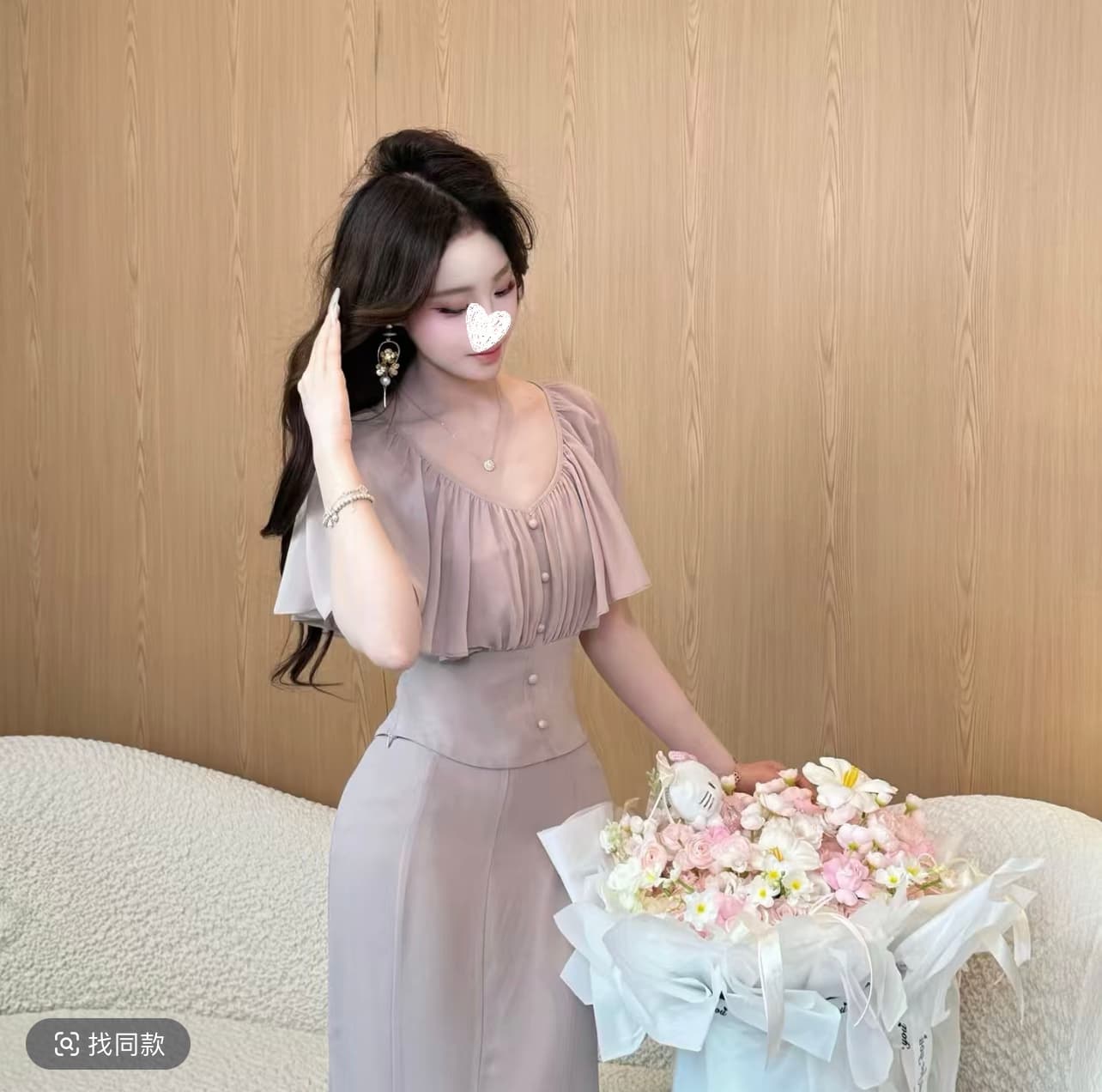 프랑스식 품격 섹시함 허리 수축 슬림해 보이는 망토 여름 맨위 이미지 2