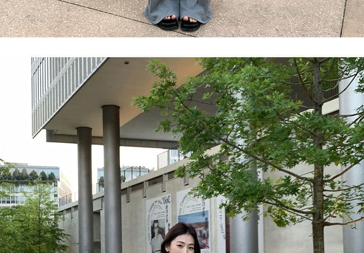지금 임산부 부츠컷 바지 허리 머리 뒤집다 측면 캐주얼 바지 여름 새로운 신축성 니트 도루 센스 긴 바지 루즈핏 와이드 레그 팬츠 상세 이미지 30