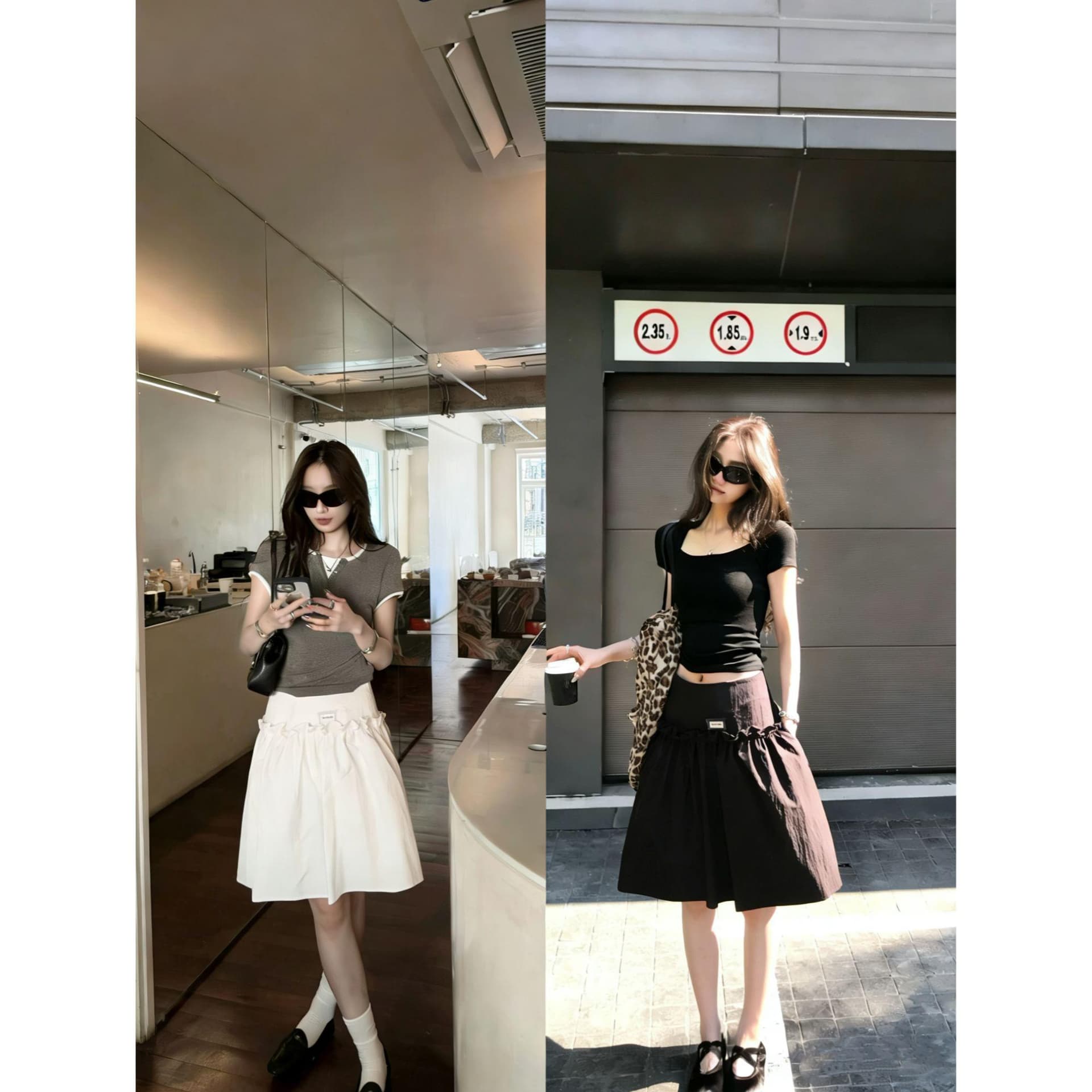 임산부 반신 스커트 목이버섯 레이스 여름 얇은 스타일 미니멀리즘 캐주얼 외출용 하이웨이스트 새로운 루즈핏 치마 디자인 센스 상세 이미지 1