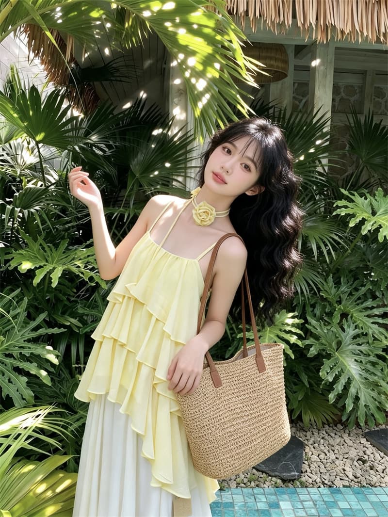 실사 프랑스식 품격 불규칙 다중 레이어 프릴 캐미솔 도루 가을 센스 주름 연령 감소 맨위 상세 이미지 17