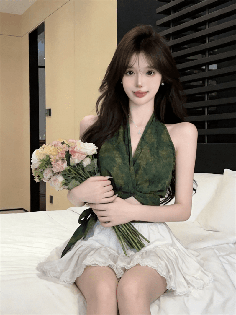 실사 로얄 자매 바람 V넥 행침 목 프린트 셔츠 작은 키 착용 가져 가라. 세련된 슬림해 보이는 쇼트 스타일 작은 셔츠 상세 이미지 12