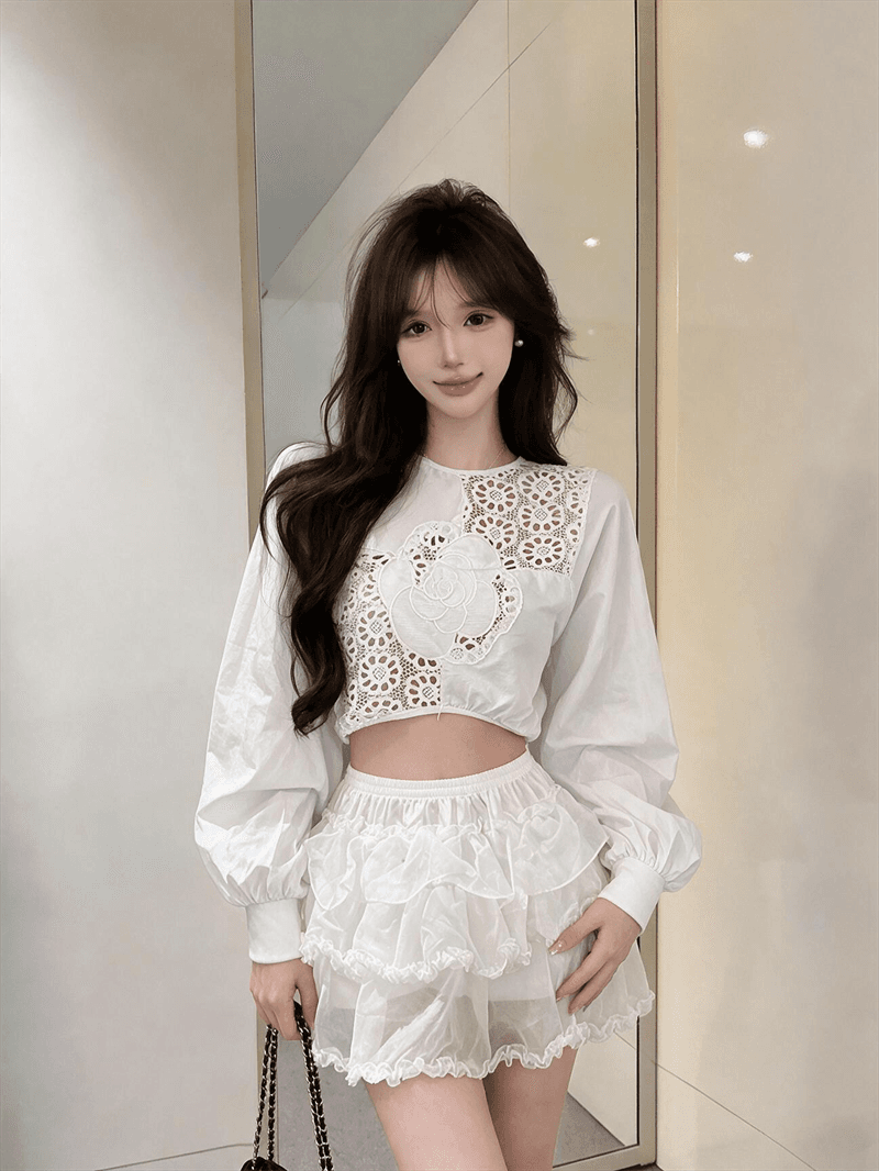 실사 샤오시엔 홀로우 아웃 백리스 디자인 품격 짧은 맨위 무거운 작업 이미지 2