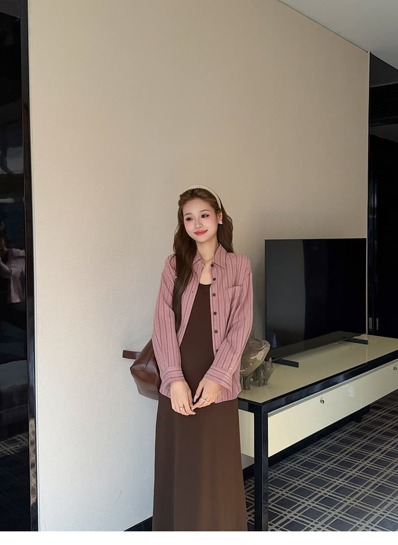 실사 지금 임신 엄마 품격 조끼 스커트 셔츠 투피스 세트 봄과 가을 임신 옷 상세 이미지 21