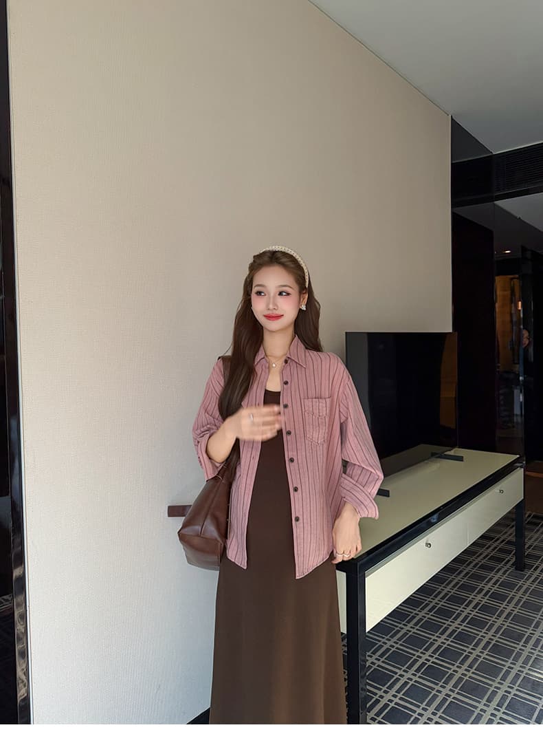 실사 지금 임신 엄마 품격 조끼 스커트 셔츠 투피스 세트 봄과 가을 임신 옷 상세 이미지 23