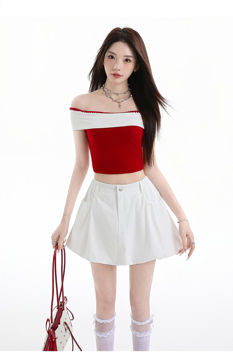실사 여름 얇은 스타일 도트 무늬 꽃밭 연령 감소 작은 키 퍼프 외국 가스 하이웨이스트 슬림해 보이는 한 마디 반신 미니 스커트 상세 이미지 35