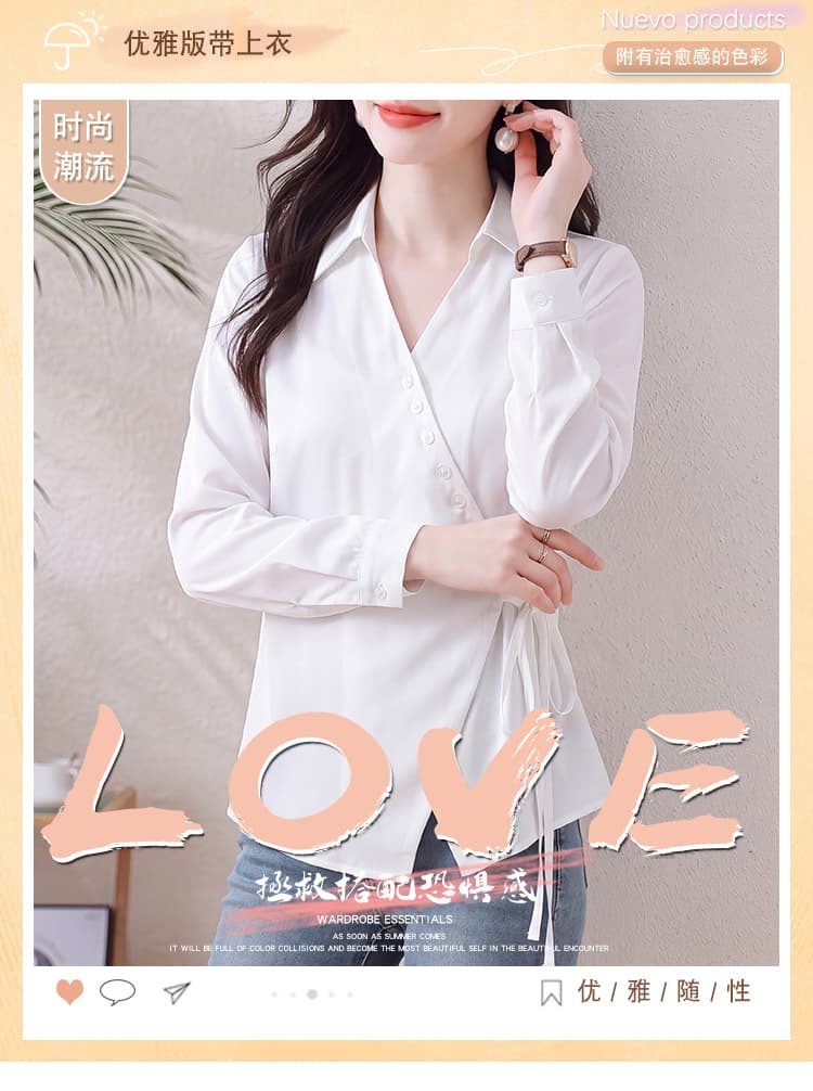 프랑스식 빛 럭셔리 화이트 여성 셔츠 가을 긴팔 고급 센스 품격 출퇴근 도루 센스 품격 패션 맨위 상세 이미지 1