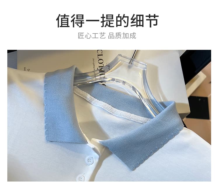 실사 2025 년 여름 새로운 여성 의류 루즈핏 POLO 셔츠 반팔 티셔츠 고유 한 Chic 작은 대중 디자인 센스 상세 이미지 6