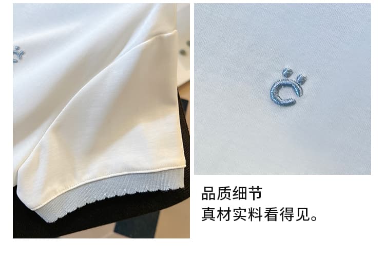 실사 2025 년 여름 새로운 여성 의류 루즈핏 POLO 셔츠 반팔 티셔츠 고유 한 Chic 작은 대중 디자인 센스 상세 이미지 7