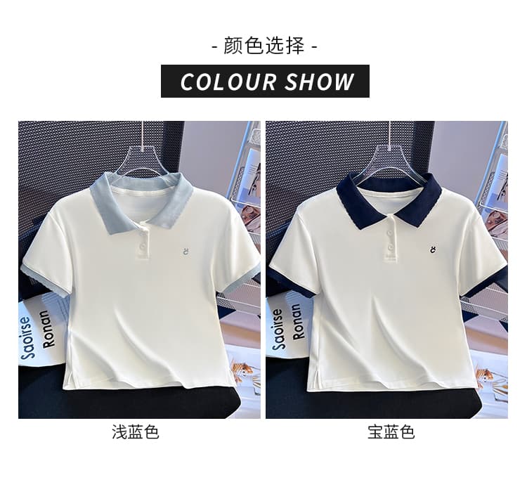 실사 2025 년 여름 새로운 여성 의류 루즈핏 POLO 셔츠 반팔 티셔츠 고유 한 Chic 작은 대중 디자인 센스 상세 이미지 10