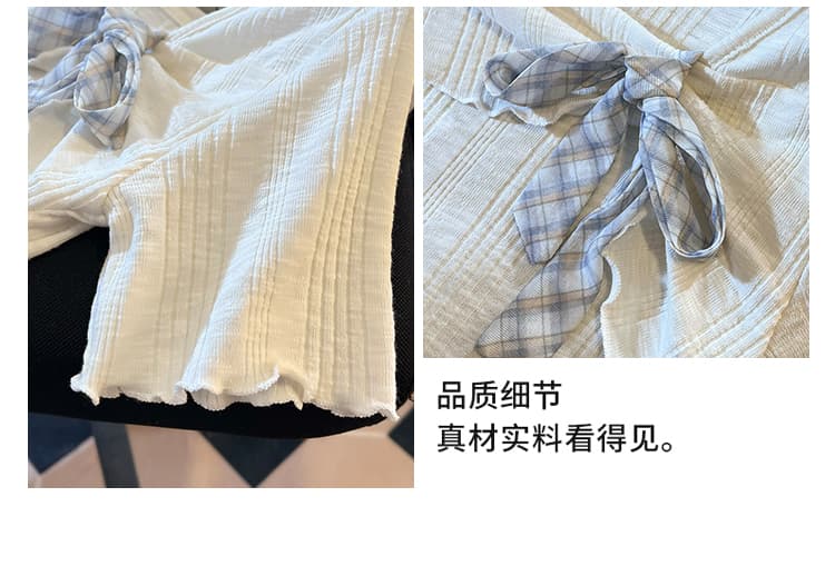실사 2026 년 여름 새로운 여성 의류 반팔 티셔츠 프랑스식 광장 칼라 작은 대중 디자인 센스 몸매 가꾸기 한 단어 어깨 상세 이미지 7