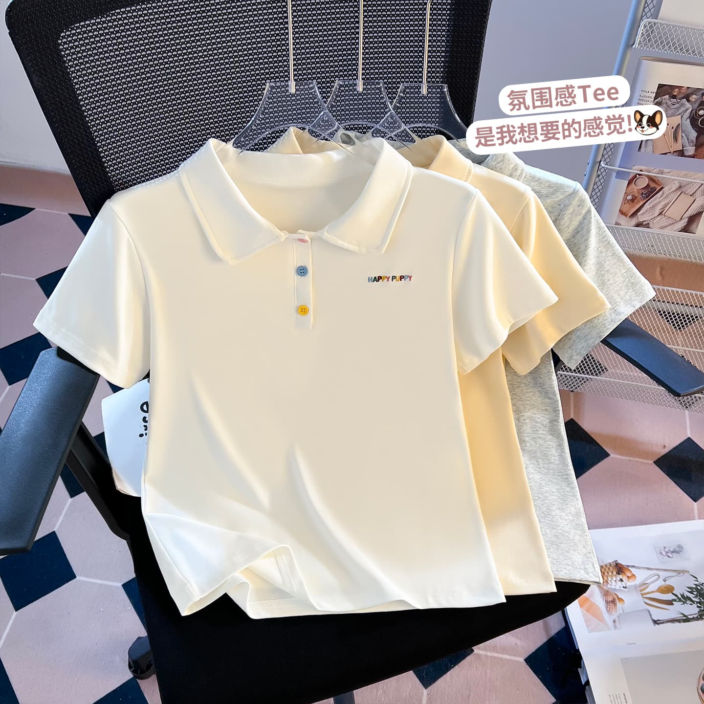 실사 2026 년 여름 새로운 여성 의류 반팔 티셔츠 폴로 칼라 POLO 셔츠 소녀 바람 작은 대중 디자인 센스 맨위 이미지 2