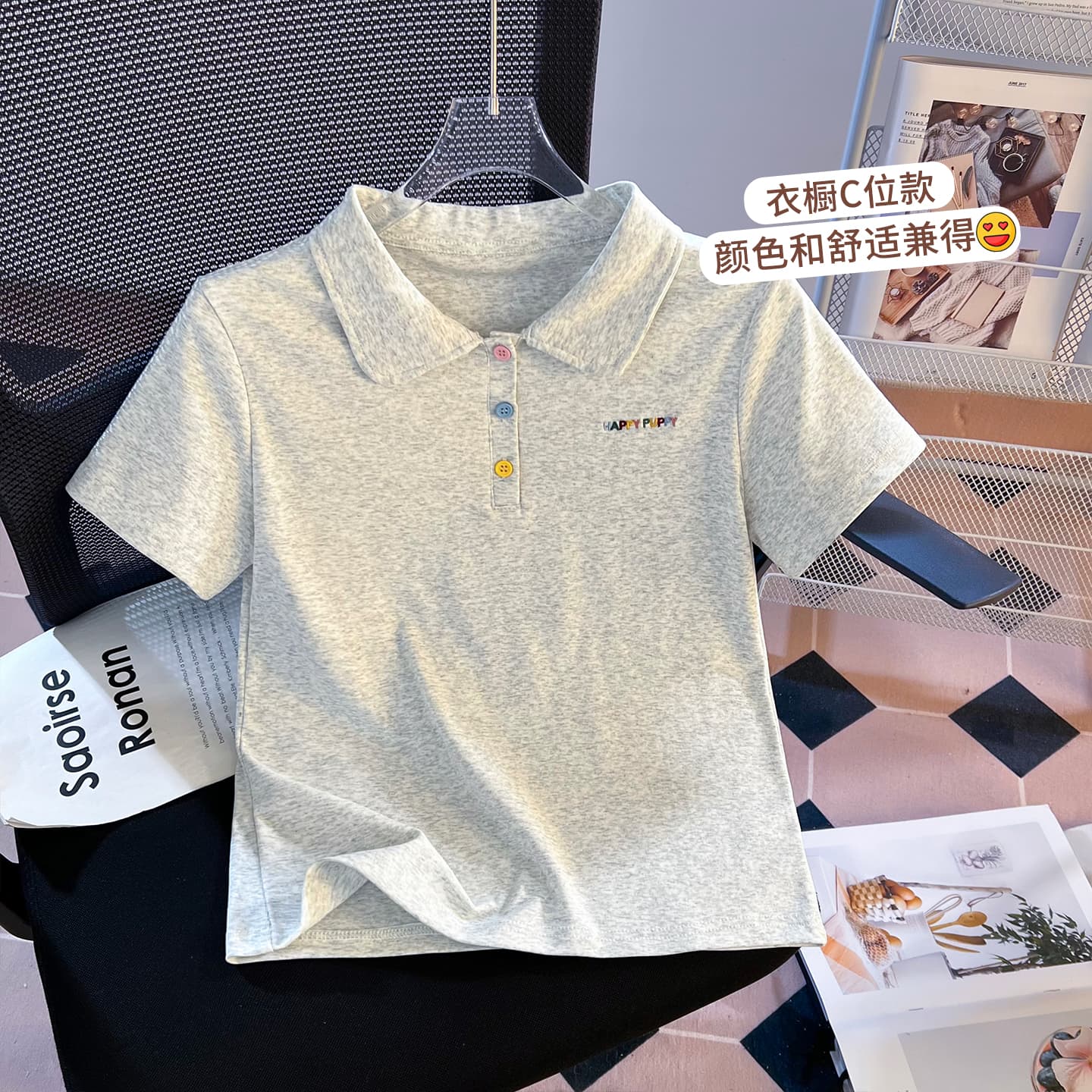 실사 2026 년 여름 새로운 여성 의류 반팔 티셔츠 폴로 칼라 POLO 셔츠 소녀 바람 작은 대중 디자인 센스 맨위 이미지 4