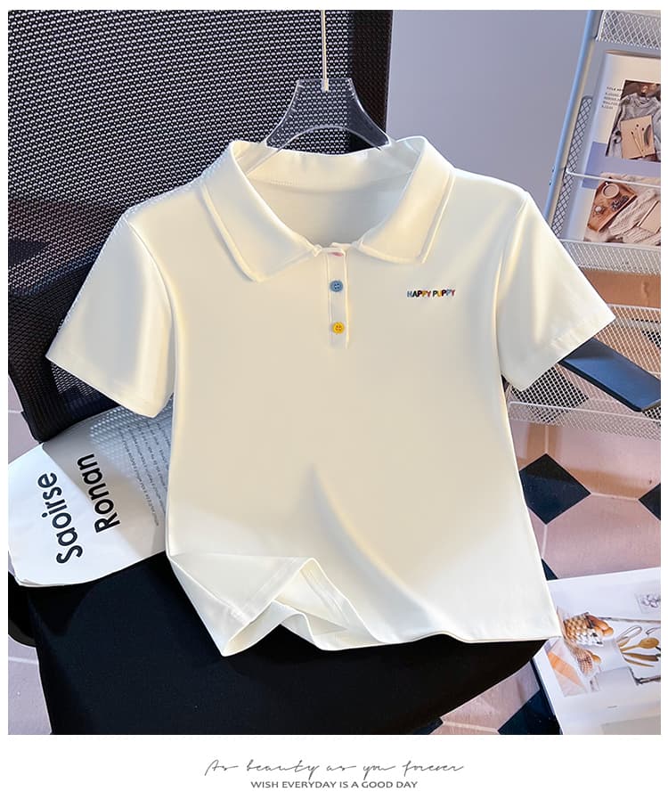실사 2026 년 여름 새로운 여성 의류 반팔 티셔츠 폴로 칼라 POLO 셔츠 소녀 바람 작은 대중 디자인 센스 맨위 상세 이미지 15