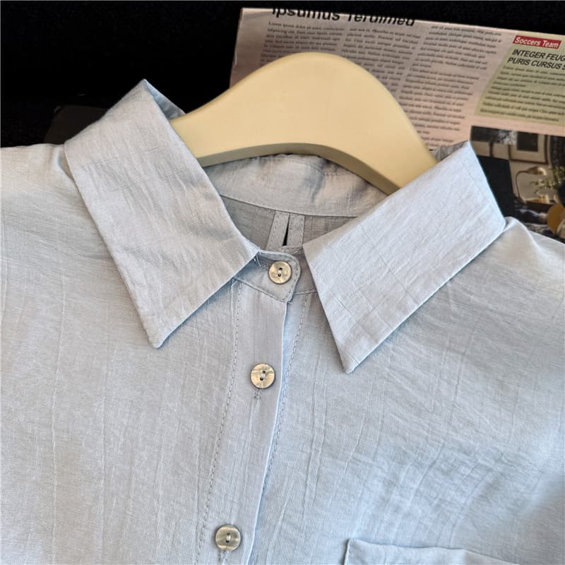여름 패션 통기성 프로 피부 레이스업 허리 수축 여성 셔츠 중간 길이 자외선 차단 트임 재킷 느긋한 바람 맨위 상세 이미지 2