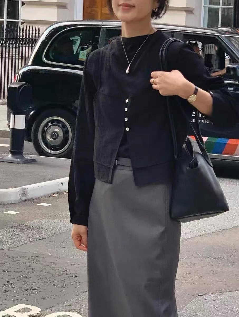 물리적 인지도 있음 업데이트 한국 품격 반하이넥 단색 다용도 일상 출퇴근 긴팔 셔츠 투피스 세트 상세 이미지 11