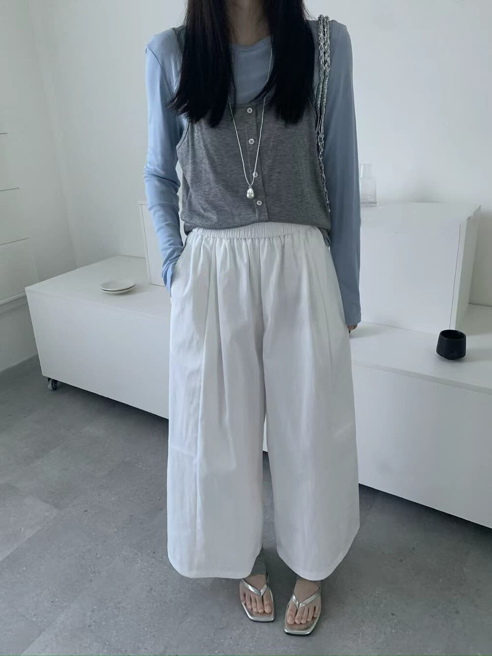 한 부서 느슨함 센스 랜턴 풍선 야마모토 와이드 레깅스 바지 느긋한 바람 캐주얼 바지 상세 이미지 7