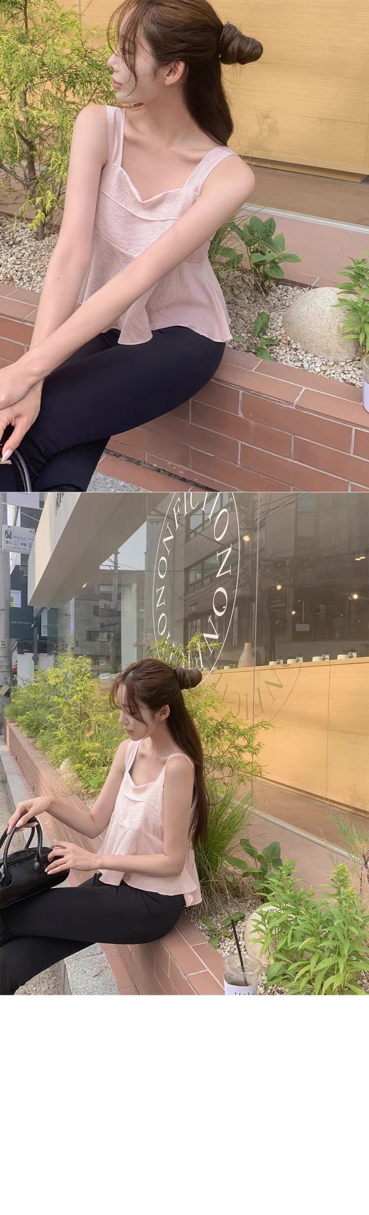 물리적 인지도 있음 업데이트 한국 여름 드레스 새로운 숙녀 나비 매듭 전후 둘 착용 슬립 여성 셔츠 8867 상세 이미지 7