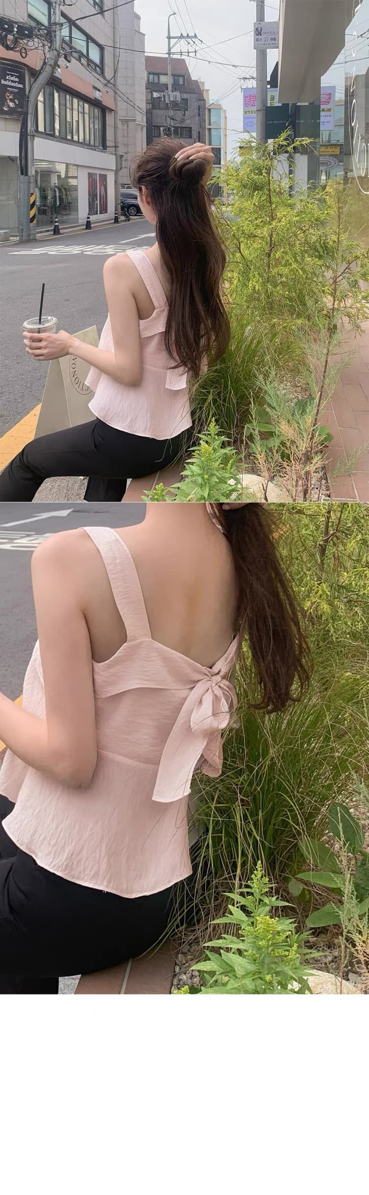 물리적 인지도 있음 업데이트 한국 여름 드레스 새로운 숙녀 나비 매듭 전후 둘 착용 슬립 여성 셔츠 8867 상세 이미지 9