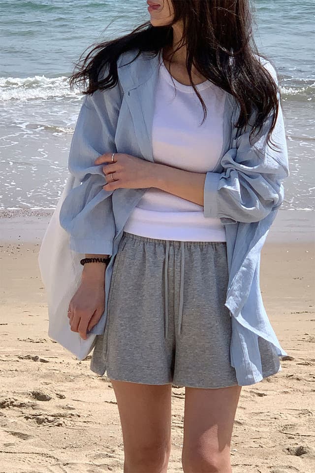 물리적 인지도 있음 업데이트 한국 스타일 여름 펌프 로프 트임 허리밴드 와이드 레그 팬츠 캐주얼 운동 반바지 여성 상세 이미지 8