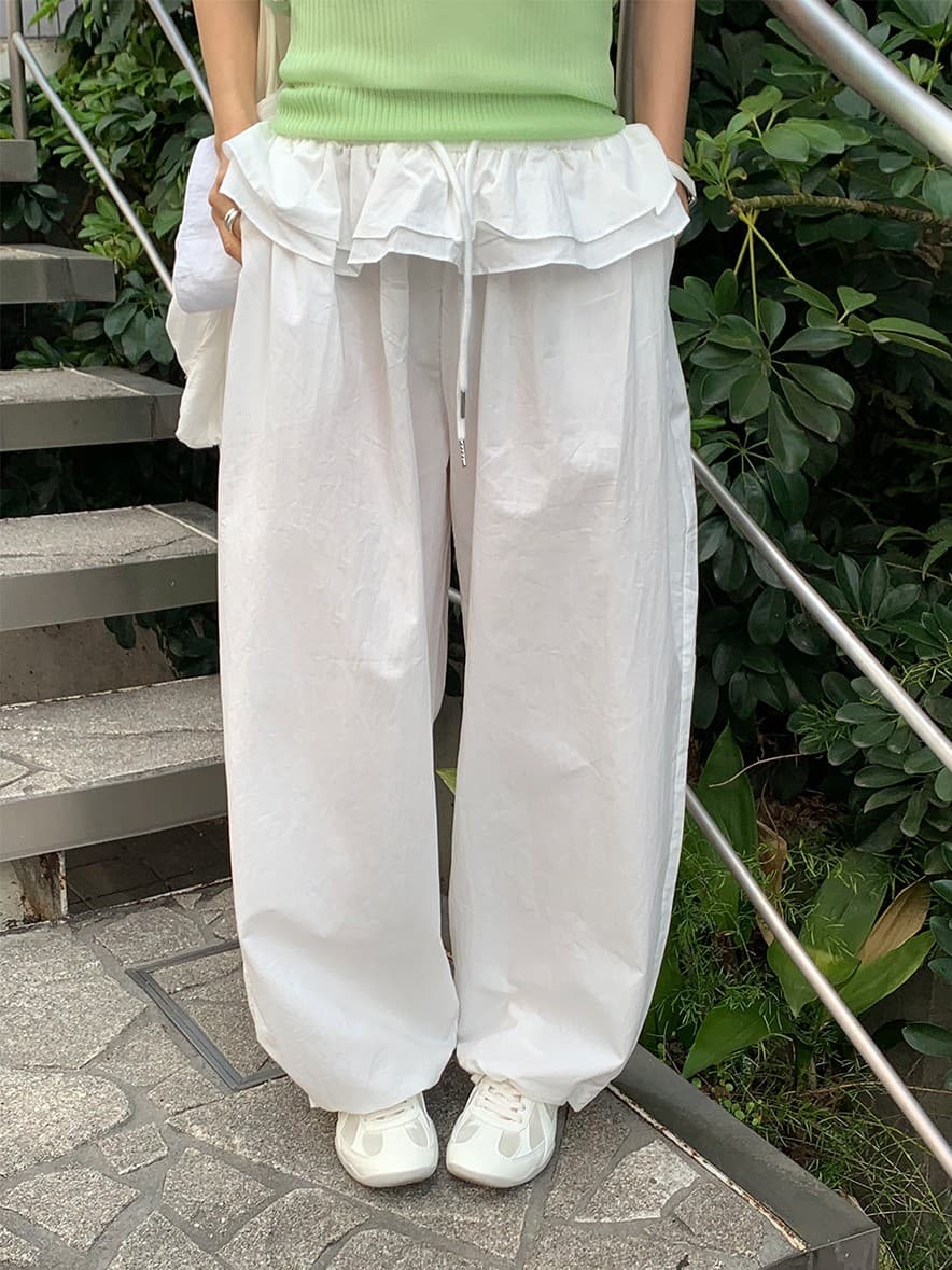 물리적 인지도 있음 업데이트 미니멀리즘 일상 빛 운송 동적 마이크로 Pleat 랩스커트팬츠 펌프 로프 캐주얼 바지 여성