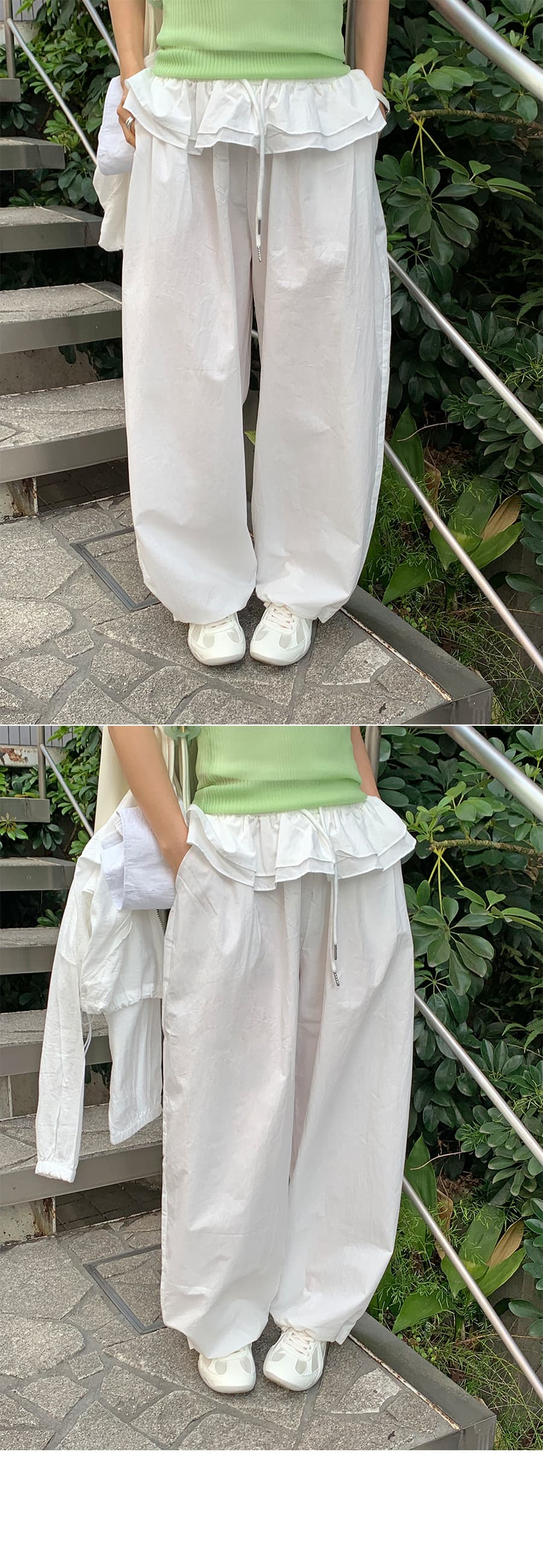 물리적 인지도 있음 업데이트 미니멀리즘 일상 빛 운송 동적 마이크로 Pleat 랩스커트팬츠 펌프 로프 캐주얼 바지 여성 상세 이미지 4