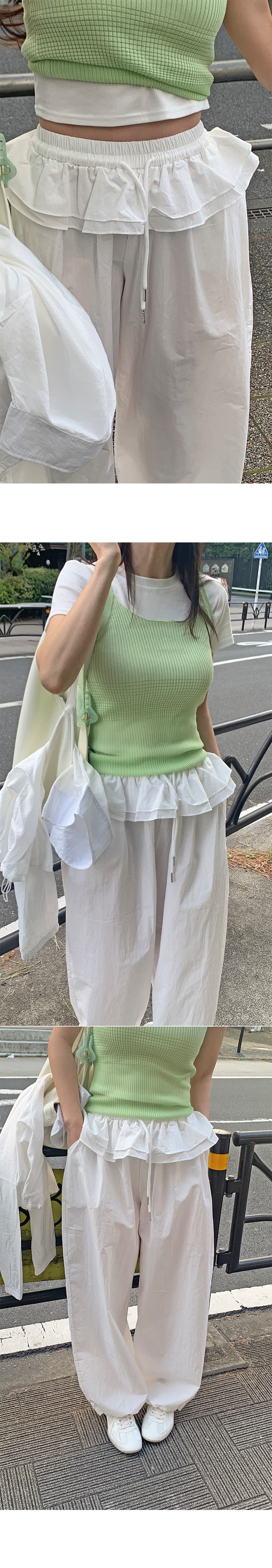 물리적 인지도 있음 업데이트 미니멀리즘 일상 빛 운송 동적 마이크로 Pleat 랩스커트팬츠 펌프 로프 캐주얼 바지 여성 상세 이미지 5
