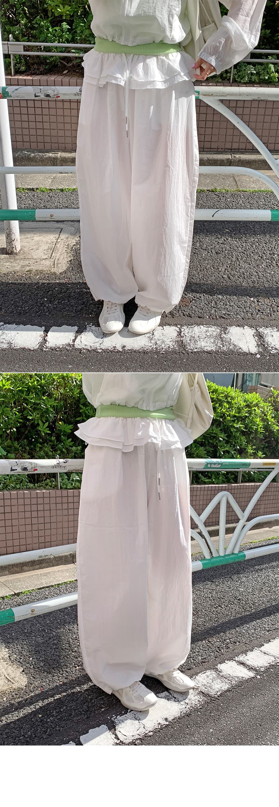 물리적 인지도 있음 업데이트 미니멀리즘 일상 빛 운송 동적 마이크로 Pleat 랩스커트팬츠 펌프 로프 캐주얼 바지 여성 상세 이미지 6