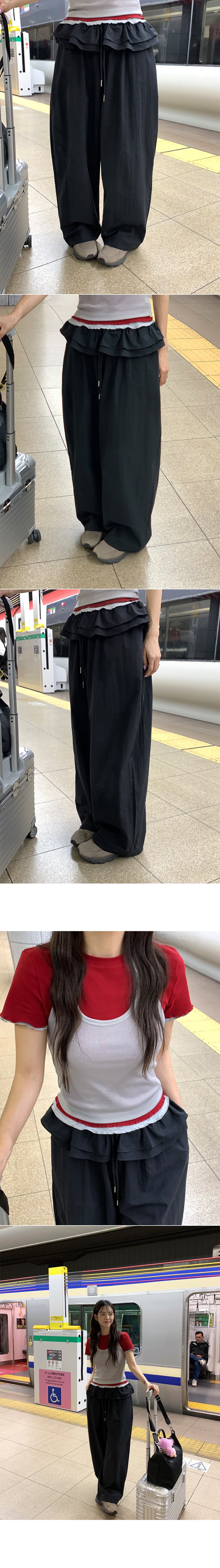 물리적 인지도 있음 업데이트 미니멀리즘 일상 빛 운송 동적 마이크로 Pleat 랩스커트팬츠 펌프 로프 캐주얼 바지 여성 상세 이미지 8