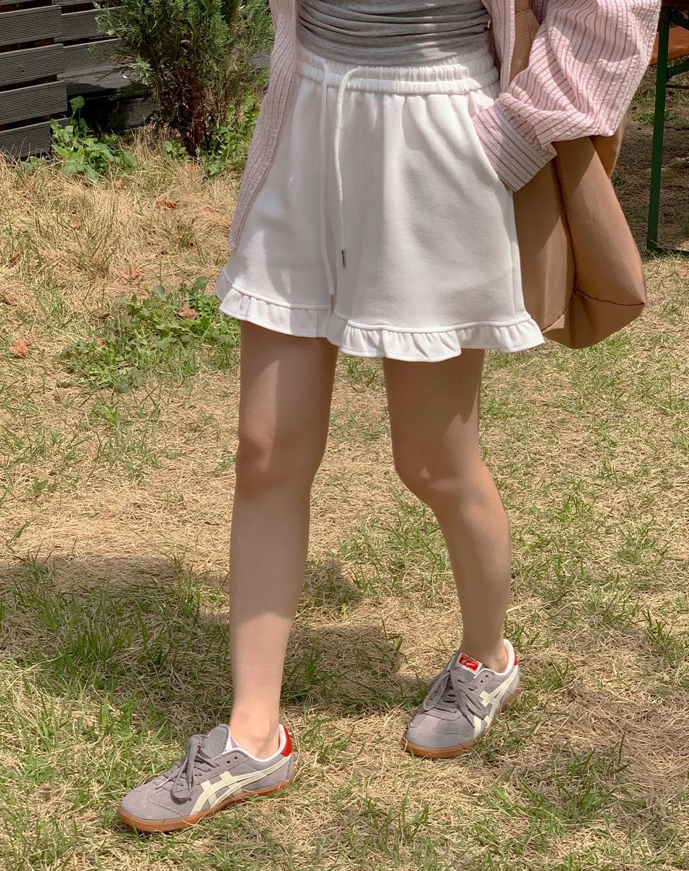 물리적 인지도 있음 업데이트 프릴 루즈핏 캐주얼 펌프 로프 반바지 여성 루즈핏 느긋한 느슨함 와이드 레그 팬츠 9067 상세 이미지 9