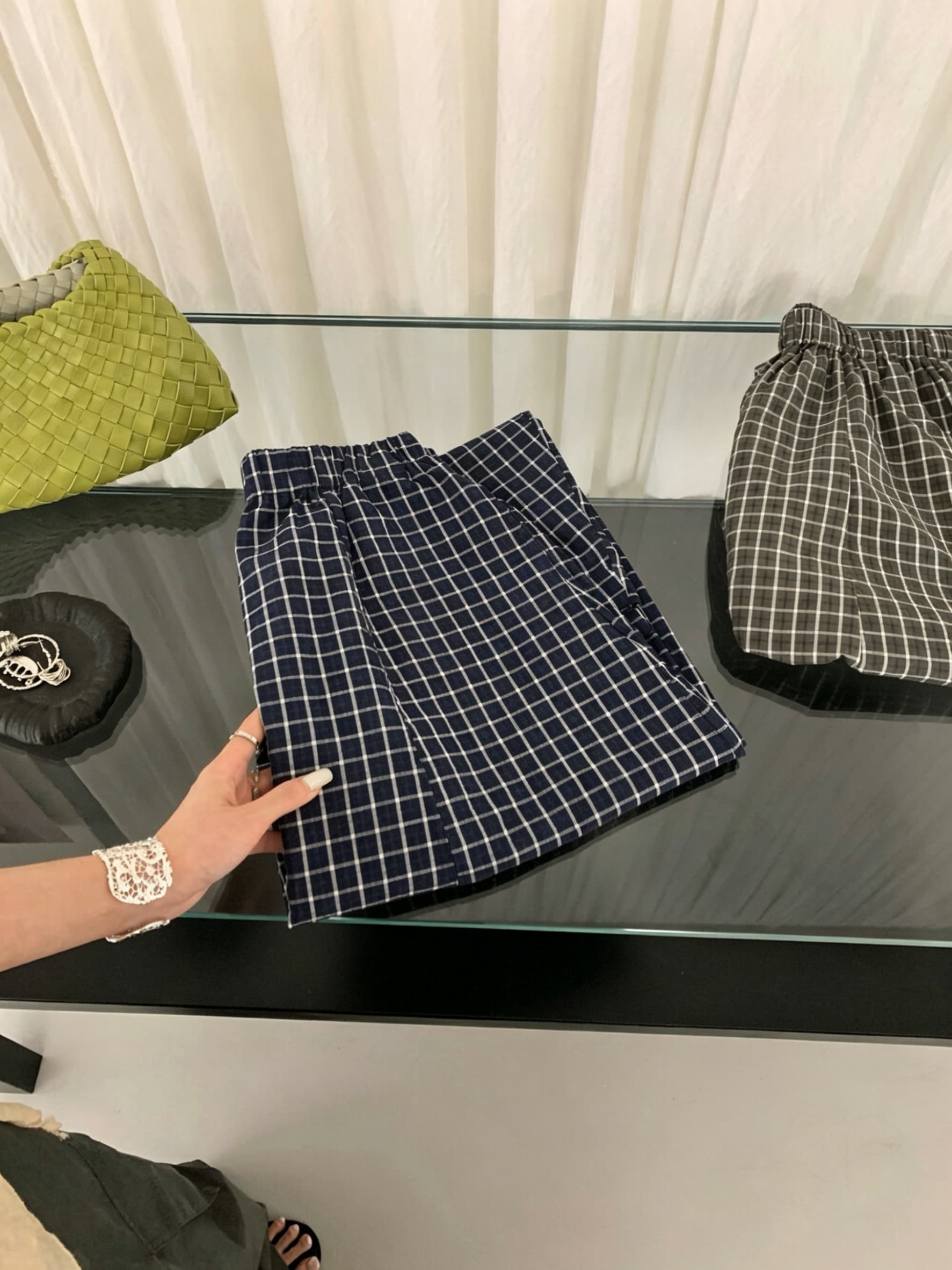 물리적 인지도 있음 업데이트 한 조정 체크무늬 편안함 굴곡 면 센스 부드러운 찹쌀 주머니 허리밴드 캐주얼 바지 9097 상세 이미지 23