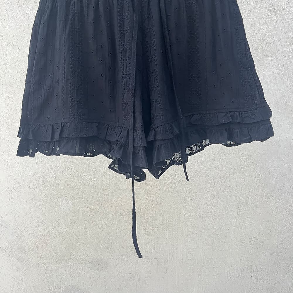 물리적 인지도 있음 업데이트 한 부서 레이스 레이스 허리밴드 넓은 다리가 짧다. 바지 여성 9055 상세 이미지 25