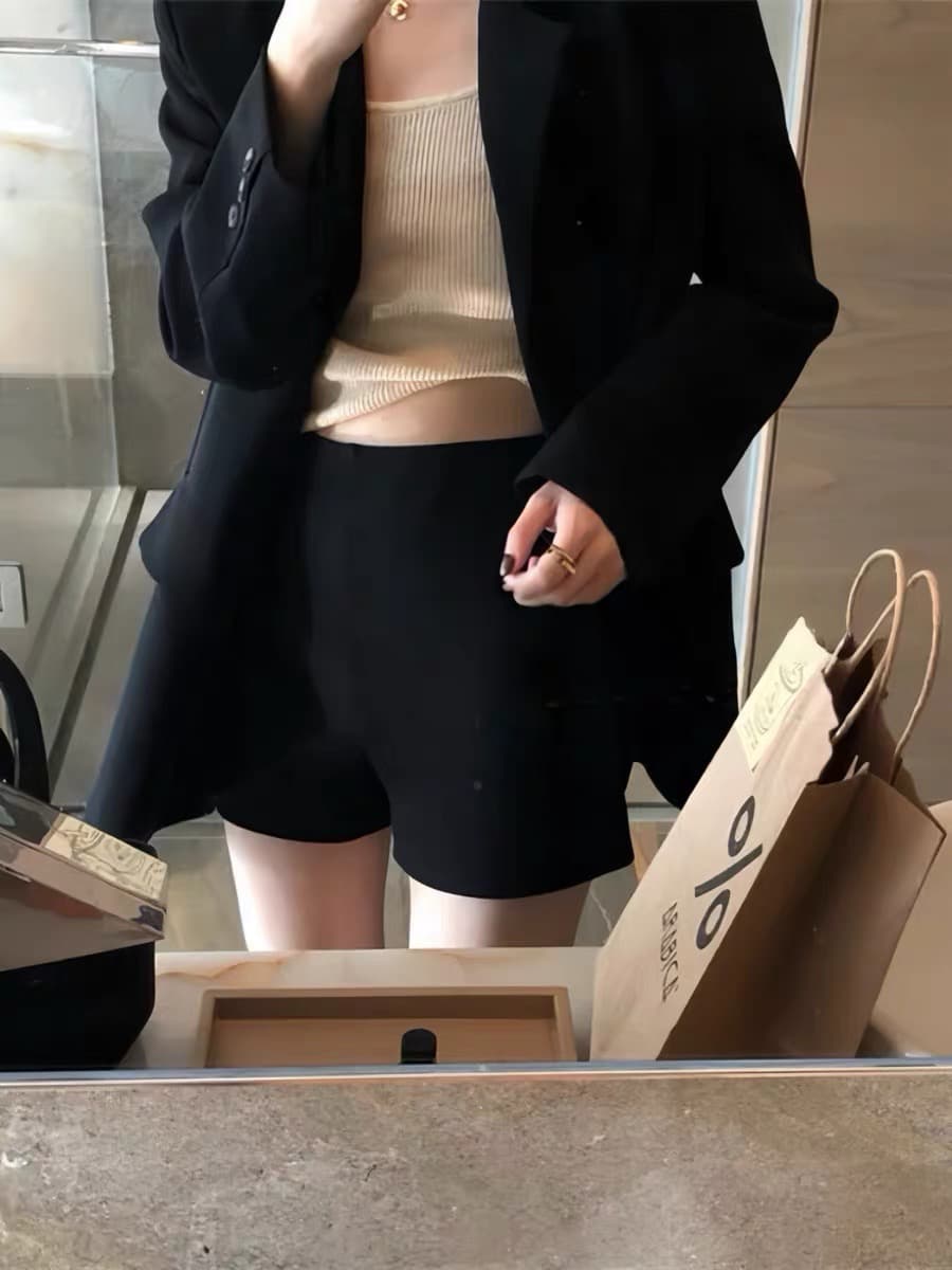 물리적 인지도 있음 업데이트 한 부서 chic 높음 폭탄 없음 압력 하이웨이스트 편안함 캐주얼 반바지 9103 상세 이미지 1