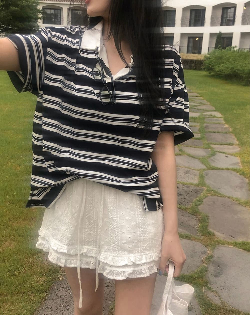 물리적 인지도 있음 업데이트 한 부서 레이스 레이스 허리밴드 넓은 다리가 짧다. 바지 여성 9055 상세 이미지 8