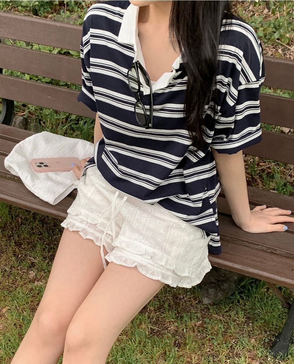 물리적 인지도 있음 업데이트 한 부서 레이스 레이스 허리밴드 넓은 다리가 짧다. 바지 여성 9055 상세 이미지 10