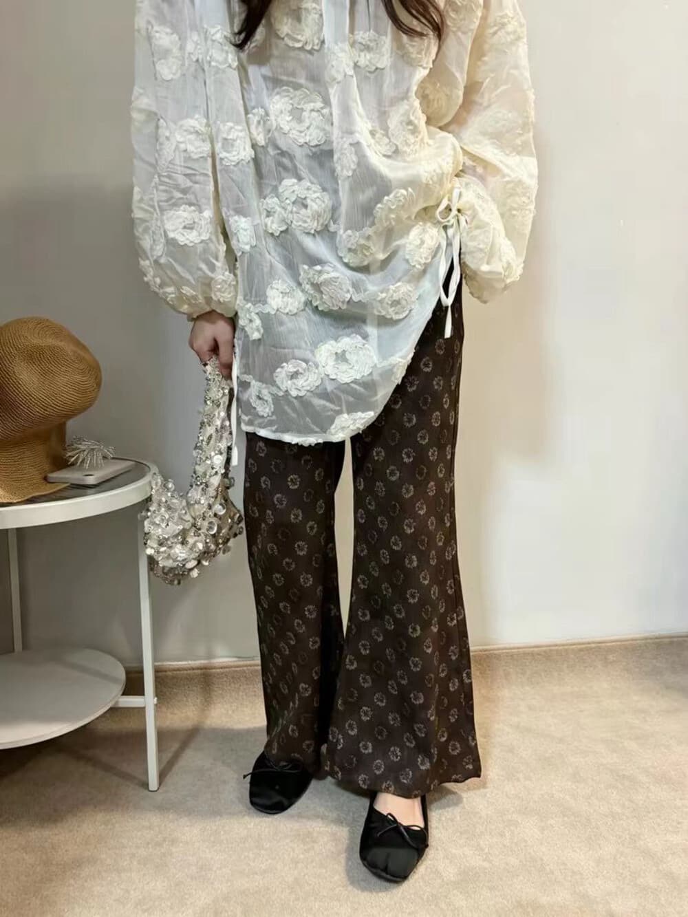 물리적 인지도 있음 업데이트 레트로 체크무늬 부츠컷 바지 영국식 바람 체크무늬 슬림해 보이는 9 포인트 부츠컷 바지 캐주얼 바지 상세 이미지 9