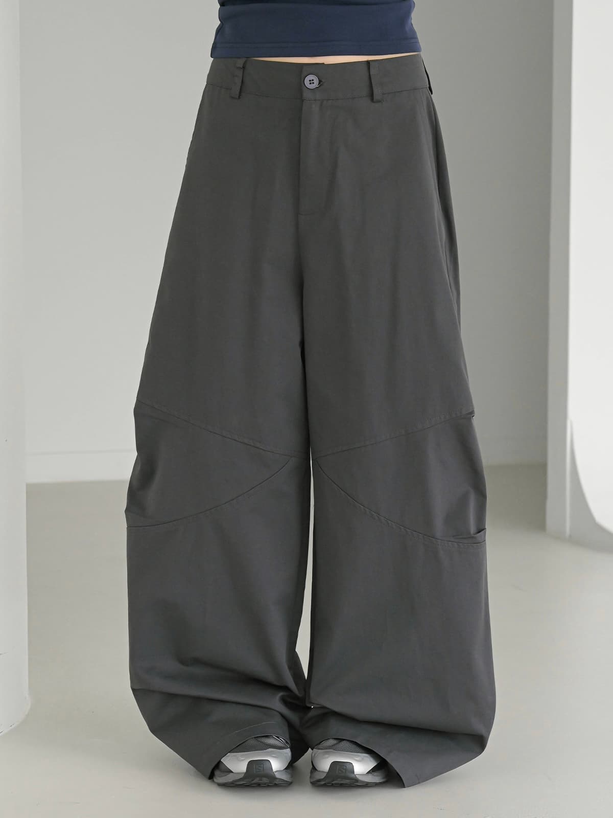 거리 레트로 디자인 센스 미니멀리즘 잘 생긴 스택 착용 다용도 페이크 레이어드 넓은 다리 루즈핏 캐주얼 바지 상세 이미지 9